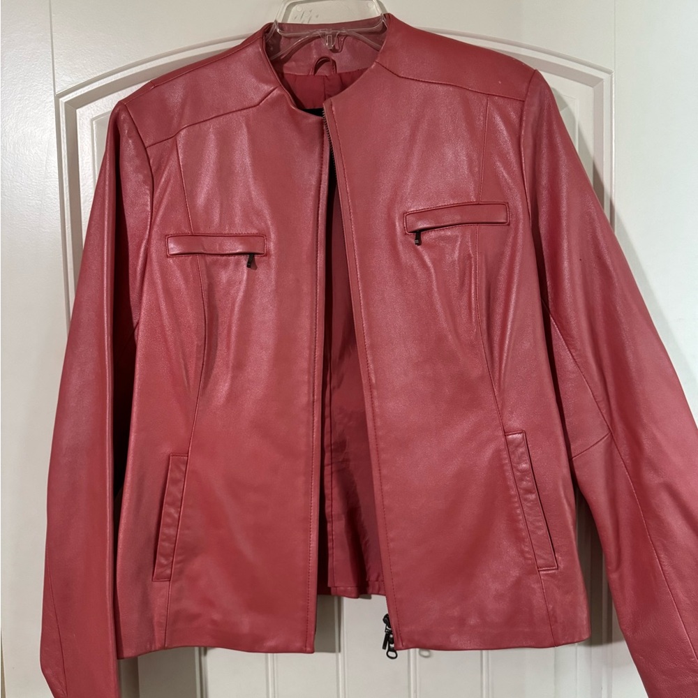 Alfani Women’s Pearl Pink Leather Zip Jacket
